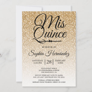 Quinceañera Gold Glitter 15. Geburtstag Einladung