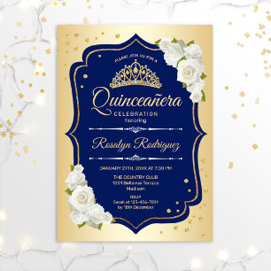Quinceanera - Gold Navy Einladung