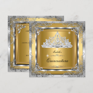 Quinceanera Gold Silber Diamant Tiara 15. Geburtst Einladung