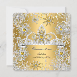 Quinceanera Gold Silber Winter Wonderland Einladung