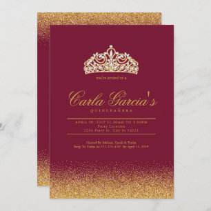 Quinceanera Gold & Sparling Einladungen