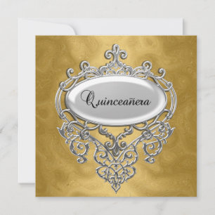 Quinceañera Gold- und Silber-Einladung quinceañera Einladung