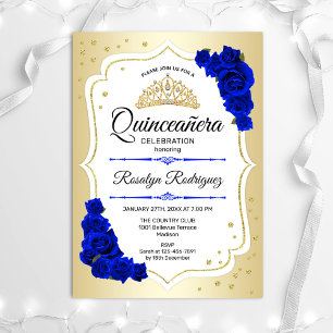 Quinceanera - Gold White Royal Blue Einladung