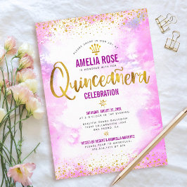 Quinceañera Golden Foil Rosa Aquädukt Einladung