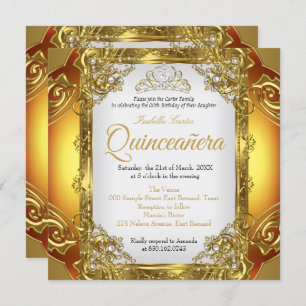 Quinceanera Golden White Pearl Lace Tiara Geburtst Einladung