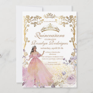 Quinceanera - Goldene Schönheit und die beste Quin Einladung