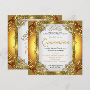 Quinceanera Goldene Weiße Perlen-Spitzen-Tiara Geb Einladung