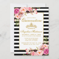 Quinceanera Goldkrone Rosa Blütenblätter Streifen