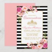 Quinceanera Goldkrone Streifen Rosa Blüte