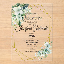 Quinceanera green floral acryleinladungen