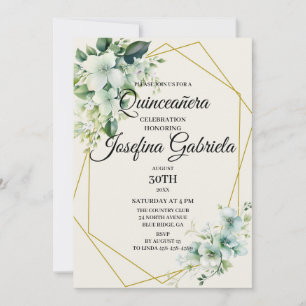 Quinceañera Grüne Blumen-Einladung Einladung