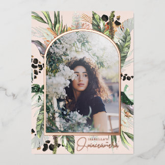 Quinceañera | Grünpflanzen & Terra Cotta Jungle Folieneinladung