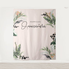 Quinceañera | Grünpflanzen & Terra Cotta Jungle Wandteppich