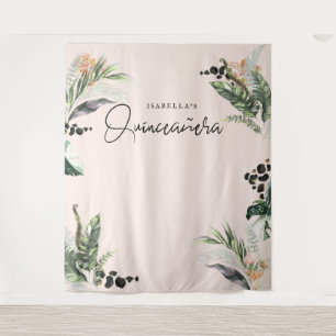 Quinceañera   Grünpflanzen & Terrakotta-Dschungel Wandteppich