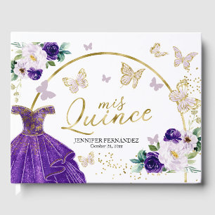 Quinceanera Guest Book Lila Butterfly Dress Gästebuch