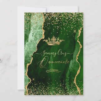 Quinceanera H2 Emerald Green Agate Imitats Goldsta Einladung