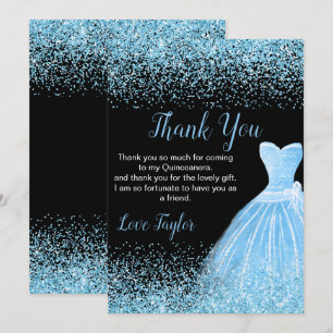 Quinceanera Hellblauer Kleid Faux Glitter Dankeskarte
