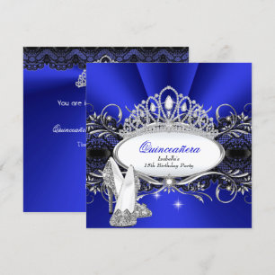 QUINCEANERA High Heels Royal Blau Diamant Tiara Einladung