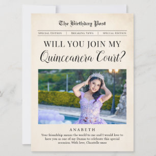Quinceañera Hof Antrag Zeitungs Postkarte