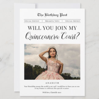 Quinceañera Hof Antrag Zeitungs Postkarte