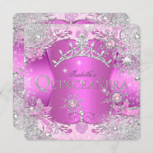 Quinceanera Hot Pink Winter Wonderland Tiara Einladung