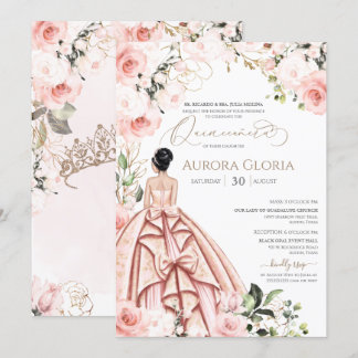 Quinceanera Hübsch in Pink Schöner Pinsel 15 Tage Einladung