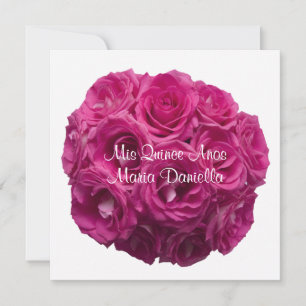 Quinceanera Hübsch rosa Rosen auf Weiß Einladung
