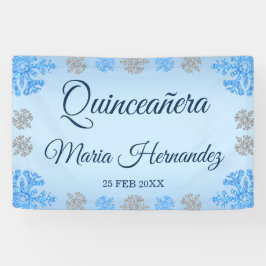 Quinceañera Ice Blue Silver Winter Schneeflocke Banner