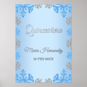 Quinceañera Ice Blue Silver Winter Schneeflocke Foliendrucke