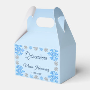 Quinceañera Ice Blue Silver Winter Schneeflocke Geschenkschachtel