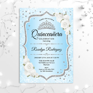 Quinceanera - Icy Blue Silver Einladung