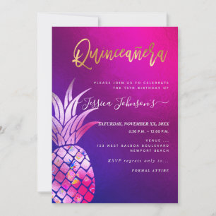 Quinceanera, Imitate Gold Ananas Save The Date