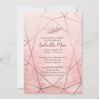Quinceanera/Imitate Rose Gold Schneeflocken+Krone Einladung