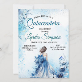  Quinceañera invitation Elegant Blue Einladung