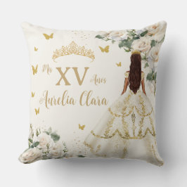 Quinceañera Ivory White Floral Dress Princess Gold Kissen