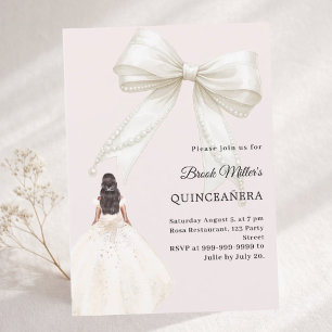 Quinceanera-Kleid Elfenbein mit rosa Schimmer Einladung