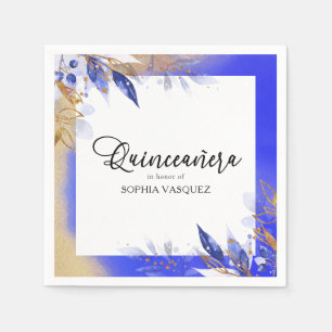 Quinceanera Königlich Blau Gold Botanica Personali Serviette