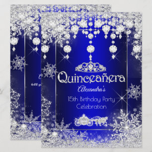 Quinceanera Königlich Blau Märchen Winterwunderlan Einladung