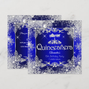 Quinceanera Königlich Blau Märchen Winterwunderlan Einladung
