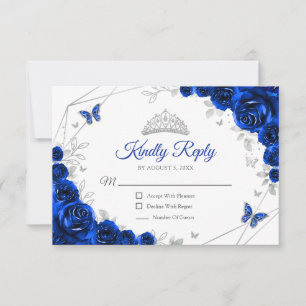 Quinceanera Königlich Blau Silber Blumen Antwort
