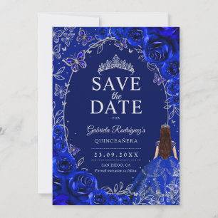 Quinceanera Königlich Blau Silber Save The Date