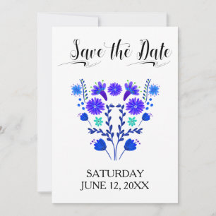 Quinceanera Königlich Blau und Purpur Mexikanische Save The Date