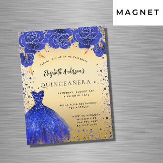 Quinceanera königlich blauen goldenen Kleidung Blu Magneteinladung