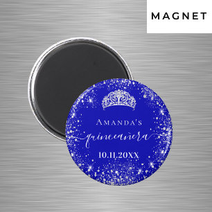 Quinceanera königsblau silber glitzernde Tiara Nam Magnet