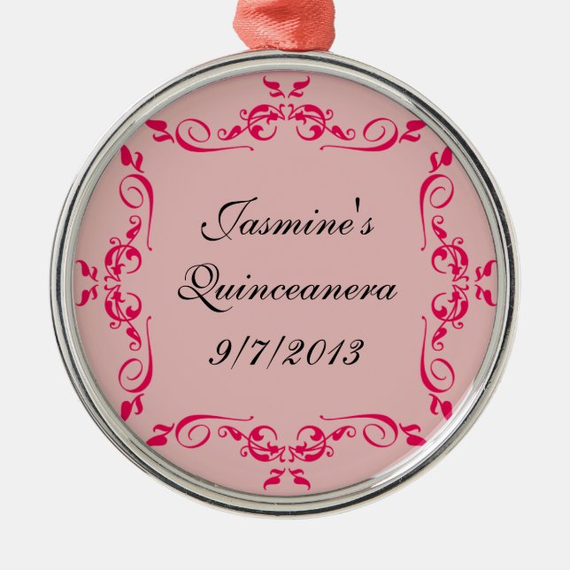 Quinceanera kundenspezifische silbernes ornament (Vorne)