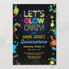 Quinceanera Lasst uns Crazy Geburtstagneon einlade Einladung