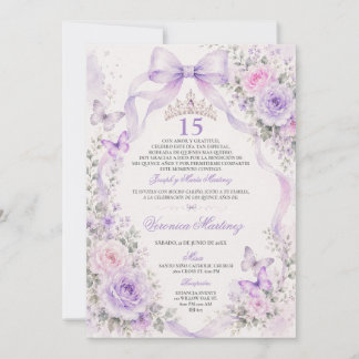 Quinceañera Lavendel Blumen 15 Jahre Prinzessin Ti Einladung