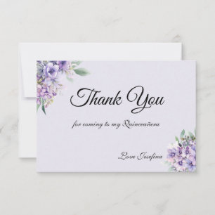 Quinceanera Lavendel Blumen Danke Karte