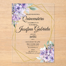 Quinceanera Lavender floral Acryleinladungen