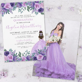 Quinceanera Lavender Lila Foto Einladung